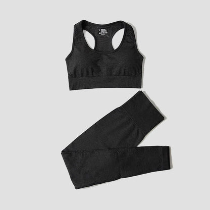 Women Seamless Yoga Set Fitness Sports Suits Gym Clothing Long Sleeve Crop Top Shirts High Waist Running Leggings Workout Pants
