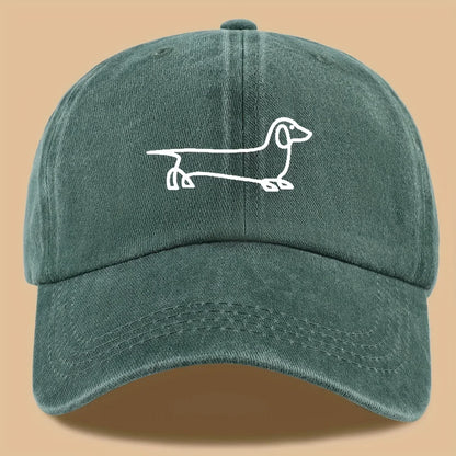 Simple dog print baseball cap, versatile for both men and women, suitable for outdoor travel as a hat for pet enthusiasts