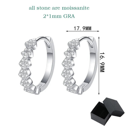Full Moissanite Hoop Earrings for Women Brilliant cut Bride Wedding Jewelry 100% S925 Sterling Silver Plated 18k Earring