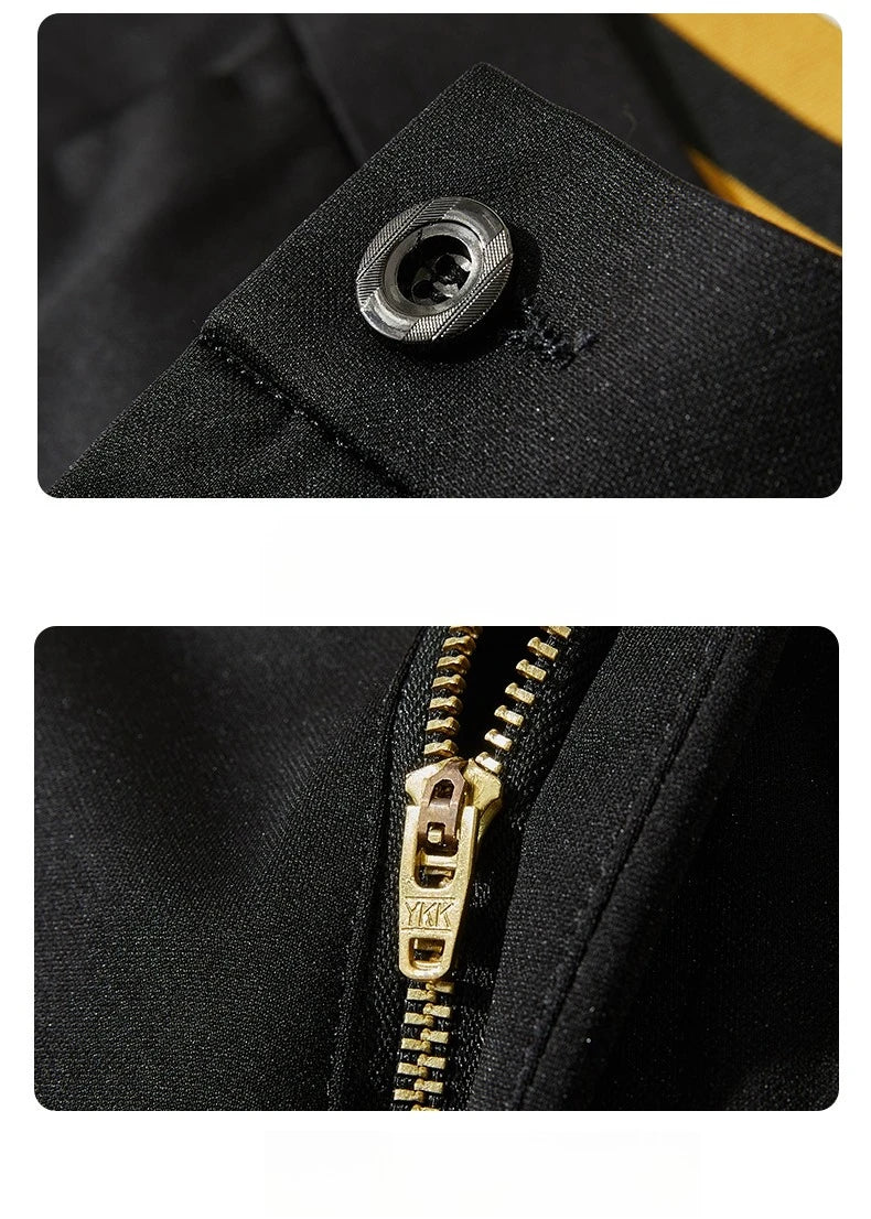Men Spring Summer Thin Formal Dress Pants High Quality Elastic Waist Business Casual Suit Trousers Work Office Black Long Pants