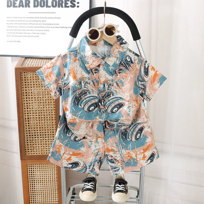 0-8Y Kids Baby Boy Clothes Summer Floral Print Sets 2Pcs Short Sleeve Shirt+Shorts Child Boy Beach Wear Casual Outfits
