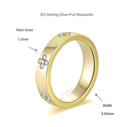 D VVS1 Moissanite Ring Solid 925 Sterling Silver Plated 18k Yellow Gold with GRA Wedding Rings for Women Jewelry