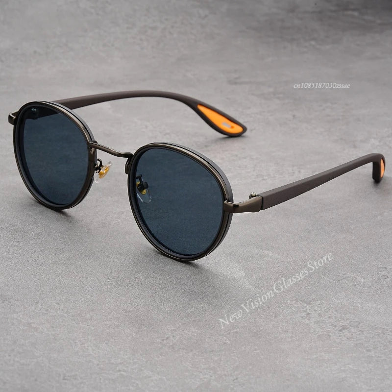 Vintage Designer Outdoor Sunglasses Men Round Fashion Plastic Titanium High Quality Sun Glasses Man UV Protection Glasses Woman