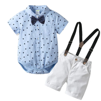 Kid Boy Formal Birthday Outfit Suit Toddler Gentleman Wedding Striped Vest Shirt 1-6 Years Baby Pants Boys Ceremony Outerwear