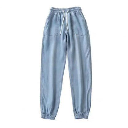 Women Elastic High Waist Drawstring Harem Pants