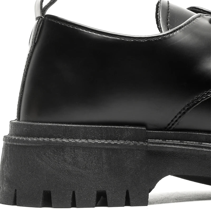 Thick Sole Formal Black Men Leather Shoes Luxury Brand Designer Platform Casual Shoes Wedding Dress Oxfords Shoes Men Work Shoes