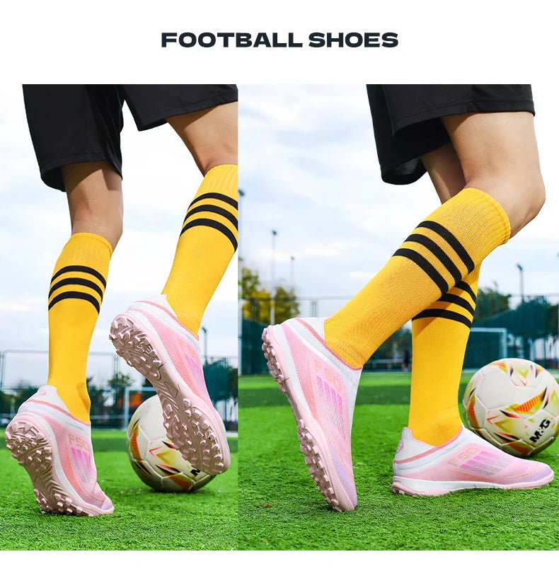 Men Soccer Shoes Training Football Boots Indoor Sneakers TF Long Spikes Match Futsal Ultralight Breathable Cleats Drop Shipping