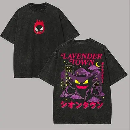2026 Anime Washed Vintage Summer Gengar Short Sleeve Tee Graphic T-Shirt Man Women Cosplay Casual Tops Y2k Streetwear