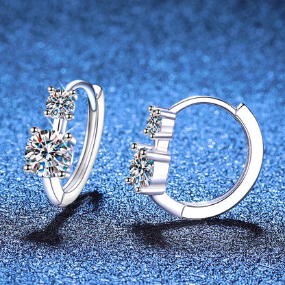 D Color Moissanite Hoop Earrings for Women 925 Sterling Silver with White Gold Plated Wedding Huggie Earring Jewelry