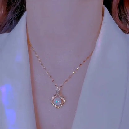 Heart Shape Pendant Necklaces Silver Color 5A Cubic Zirconia Minimalist Style Clavicle Chain Women And Girl Jewelry