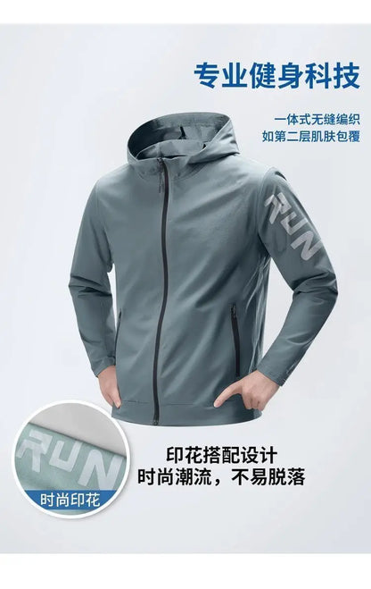 2025 Men's Gym Training Sportswear Running Sets 2 Piece Tracksuit Sports Suit Jacket+Pant Outdoor Workout Morning Run Clothing