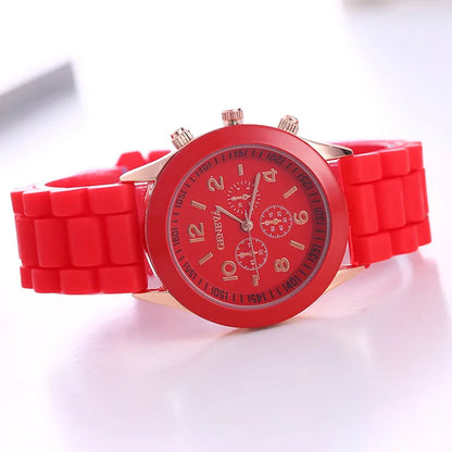 Famous Brand Geneva Ladies Fashion Watch Male and Female Student Silicone Quartz WristWatch Clock Wholesale Relogio Feminino