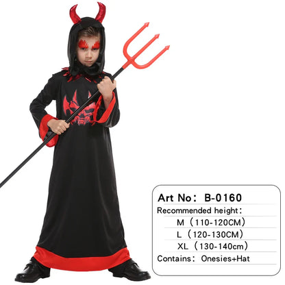 Halloween Vampire Cosplay Costume for Kids Carnival Party Dress Up Outfit Children Role Play Vampiran