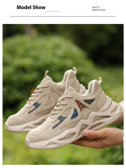 Breathable Men Work Shoes Indestructible Safety Shoes Lightweight Protective Sneakers Safety Steel Toe Shoes Men Puncture-Proof