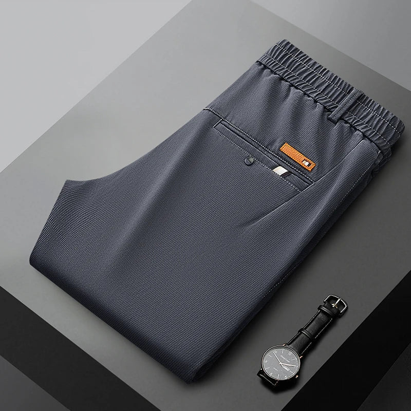 Business Straight Men's Pants Fashion Comfortable Brand Lyocell Soft Trousers Classic Simple Regular Solid Color Slim Pants