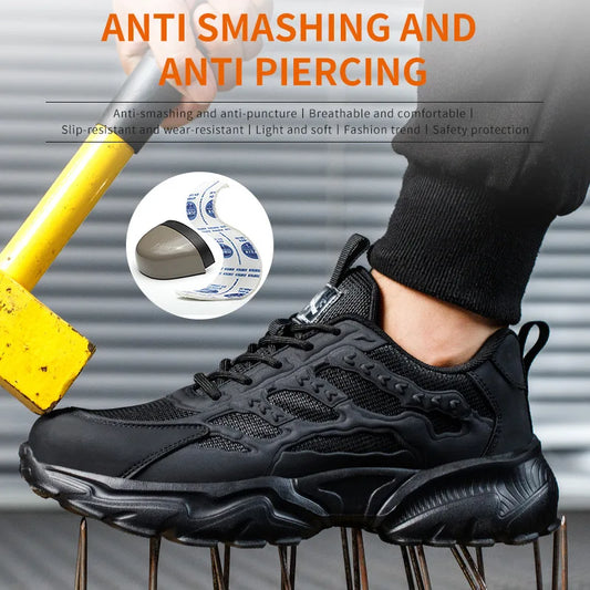 Safety Shoes Men, Lightweight Breathable Anti-Puncture Anti-Smash Non Slip Industrial Work Boots