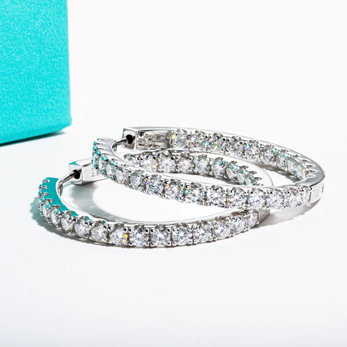 3mm 5.6cttw D Color Moissanite Big Hoop Earrings 925 Sterling Silver Luxury Huggie Earring For Women Jewelry Wholesale