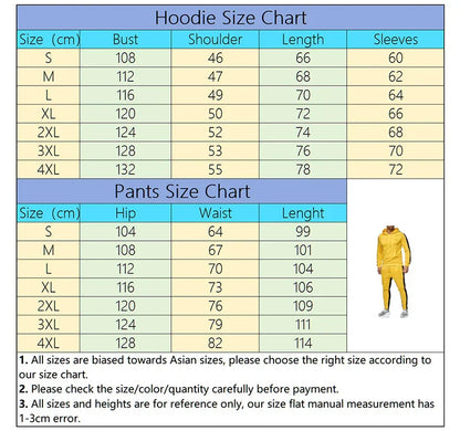 Hot Sales Mens Tracksuit Print Casual Hooded Sweatshirts 2 Pcs Set  Autumn Winter Sports Jogging Mens Clothing Street Sportswear