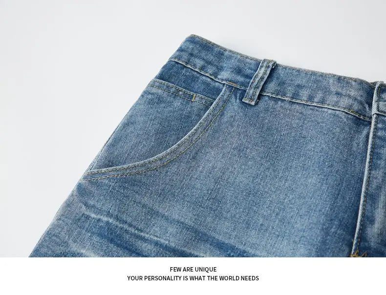 Retro Denim Pants Men's Jeans Loose Straight Casual Trousers Vintage Jeans Y2k Clothes Men's Pants Baggy Jeans Man  Four Seasons