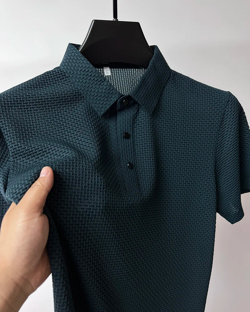 Upto EUR Sizes Tall Man Brand Top-Quality Men's Golf Shirt Lop-up Hollow Short-sleeved Polo Shirt SummerIce Silk Breathable Tee