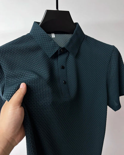 Upto EUR Sizes Tall Man Brand Top-Quality Men's Golf Shirt Lop-up Hollow Short-sleeved Polo Shirt SummerIce Silk Breathable Tee