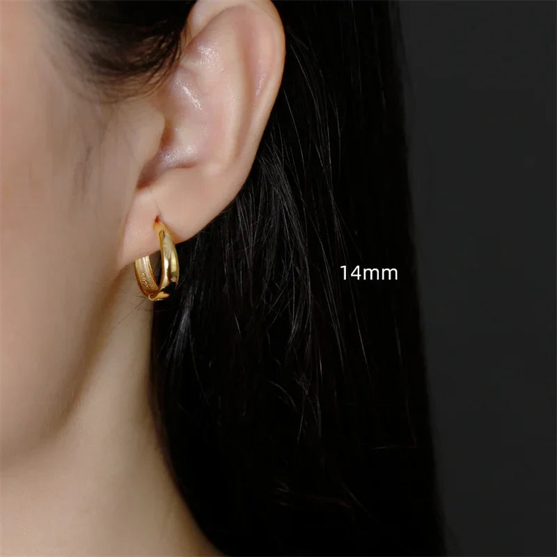 925 Sterling Silver Simple Statement Matte Large Huggies Hoop Earrings for Men Women Fine Gothic Punk Charms S925 Jewelry