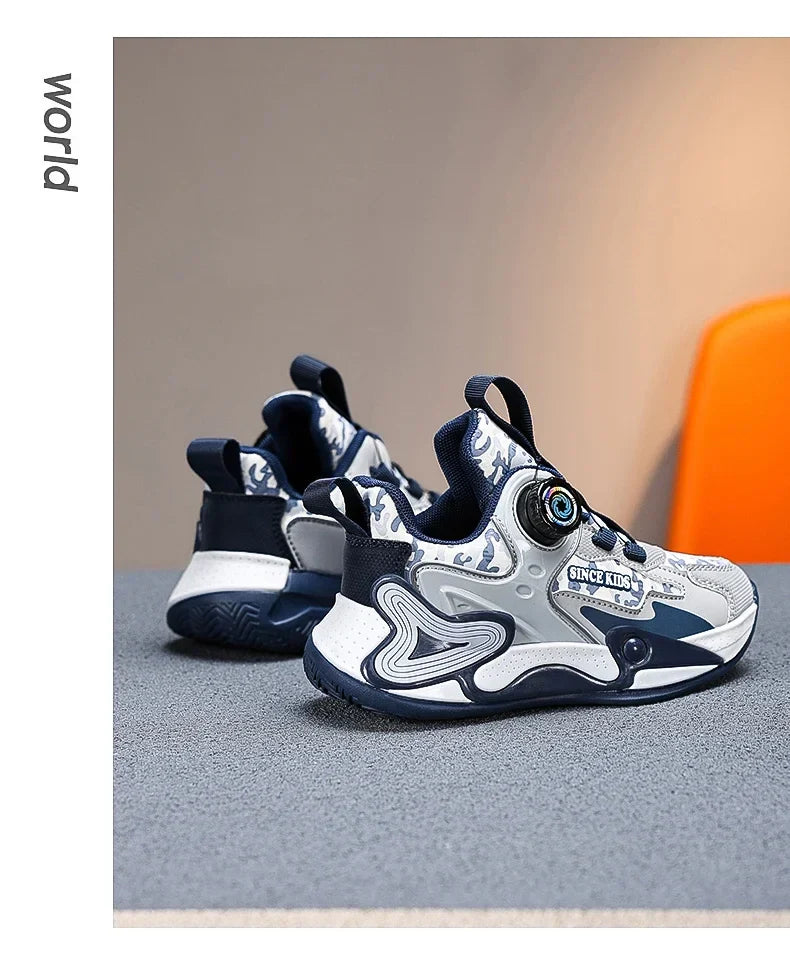Children Basketball Shoes Swivel Button Boys Fashion Sneakers Girls School Sport Shoes Kids Casual Trainers Outdoor Shoes