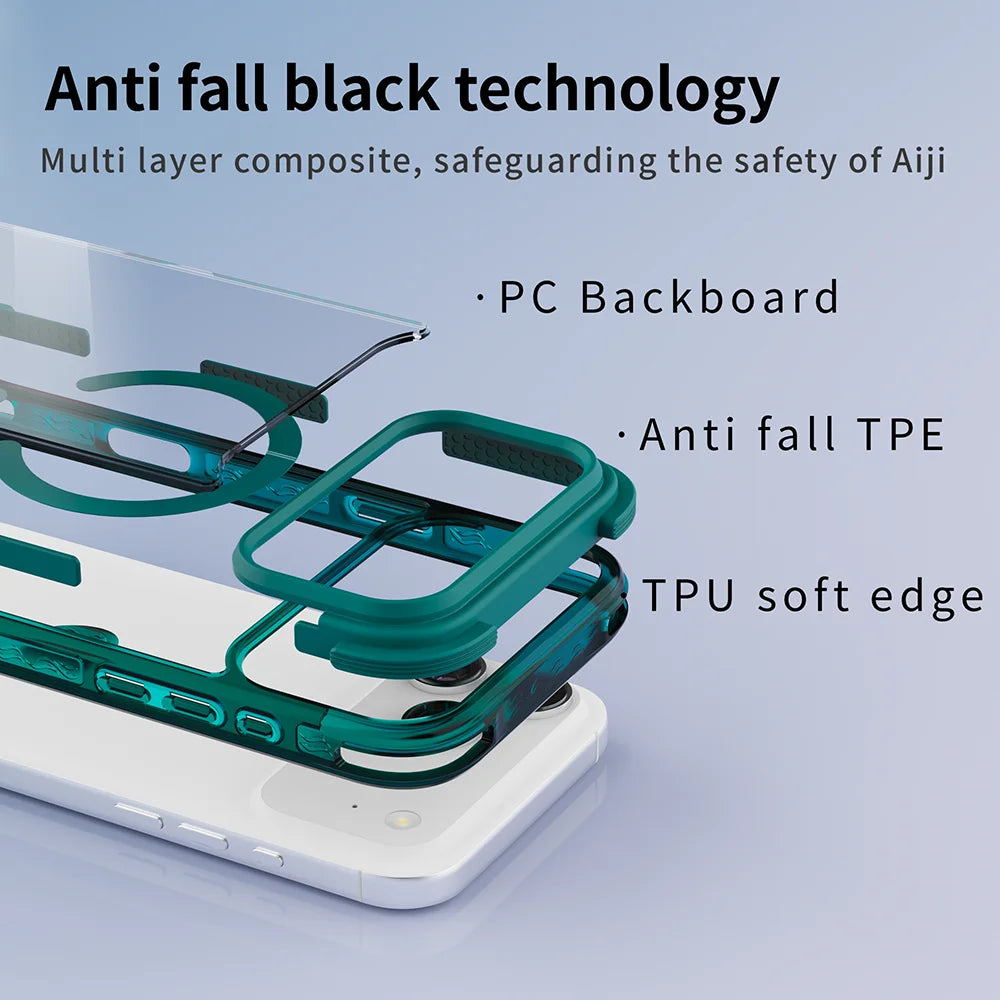 iPhone 17 pro max acrylic mobile phone case tpe suitable for high permeability 17 airbag anti-drop magnetic case green