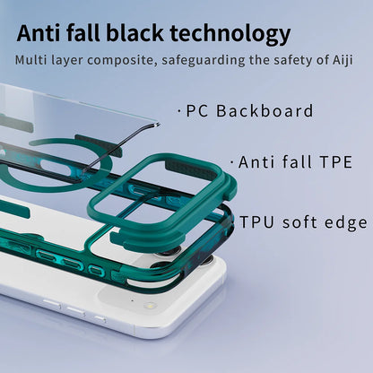 iPhone 17 pro max acrylic mobile phone case tpe suitable for high permeability 17 airbag anti-drop magnetic case green