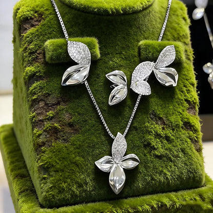 Luxury Bagutte Cut Middle East Jewelry Sets For Women Wedding Full Micro Cubic Zirconia Dress Necklace Earring Sets