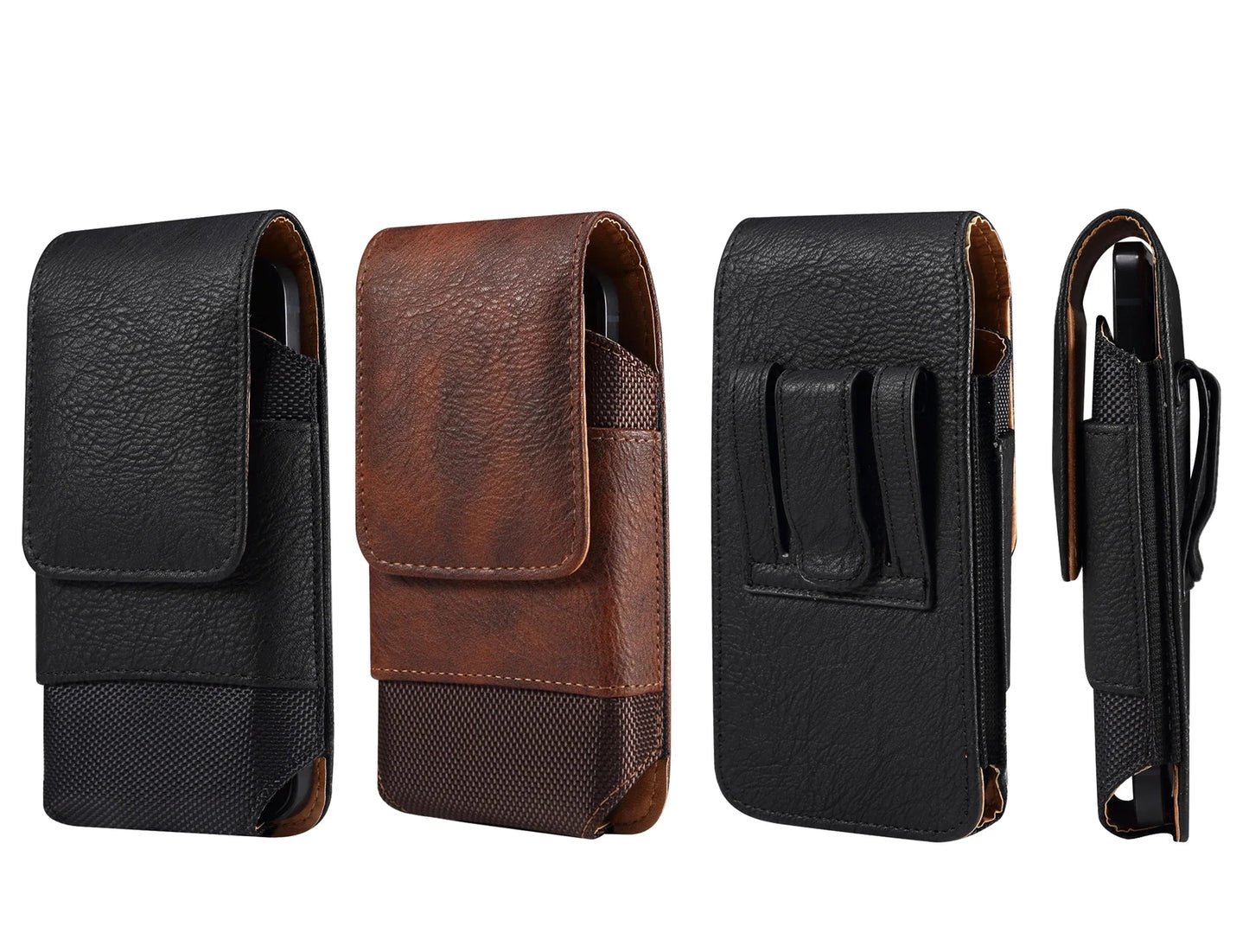 Universal Leather Men Waist Bag Mobile Phone Belt Clip Case For iPhone Samsung Galaxy Xiaomi Redmi Poco Oppo 7 Pro Holster Pouch