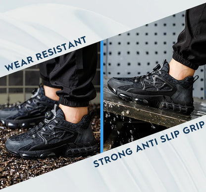 Rotating Button Safety Shoes Men Work Shoes Steel Toe Cap Working Boots Sneakers Man Anti Puncture Dangerous Work Shoes
