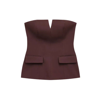 Corset Tube Top Women Summer 2025 Strapless Tanks & Camis Red Brown Black White Tank Tops Sexy Off Shoulder Crop Vests 066