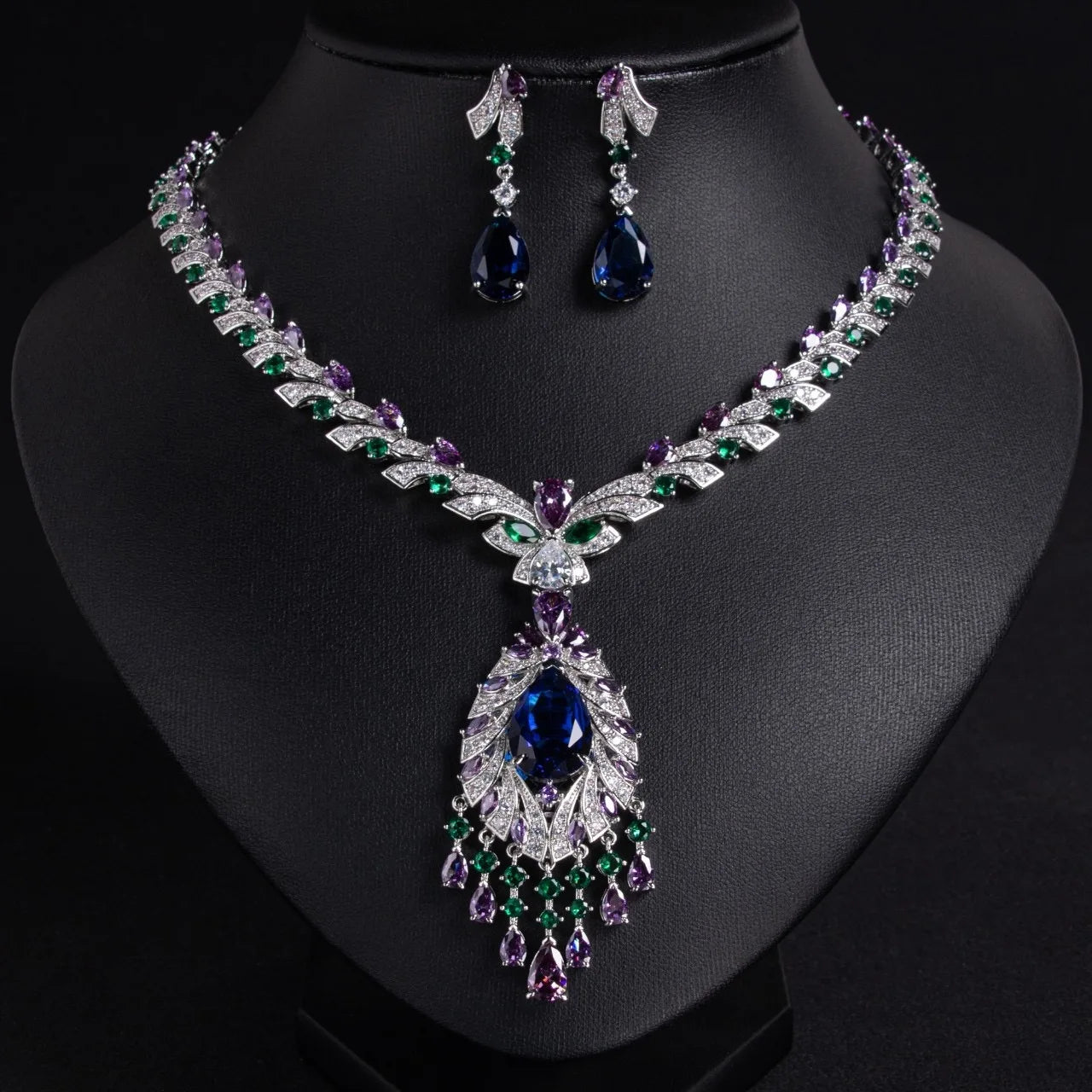 Temperamento Elegante Collana Orecchini Ciondolo Gioielli Estate Vestito Accessori Set Partito Matrimonio Sposa Regalo M-286