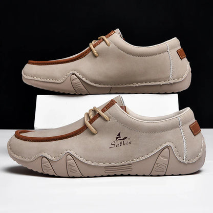 Novos Tênis Masculinos Casuais de Couro Feitos à Mão da Moda 2024 Design Sapatilhas Masculinas Mocassins Respiráveis Cano Baixo Sapatos Flats Dirigir Tamanho Grande