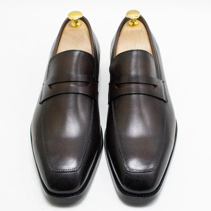 Men's Genuine Leather Penny Loafers Italian Design Luxury Classic Wedding Formal Office Business Dress Shoes