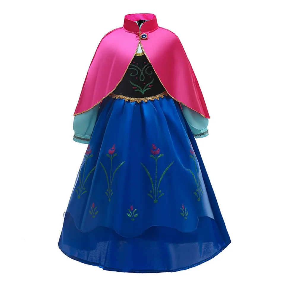 Vestido da Anna e Elsa para Meninas, Fantasia Cosplay Infantil de Halloween, Vestidos de Princesa para Crianças, Festa de Aniversário Elegante, Roupas de Carnaval 3-10 Anos