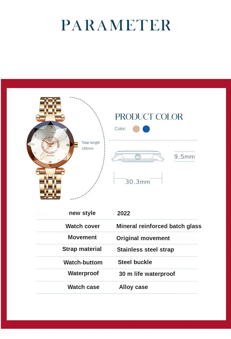 Ocean Star Women Crystal Watch 2025 Top Brand Luxury Rose Gold Women Bracelet Watch For Ladies Wrist Watch Relogio Feminino