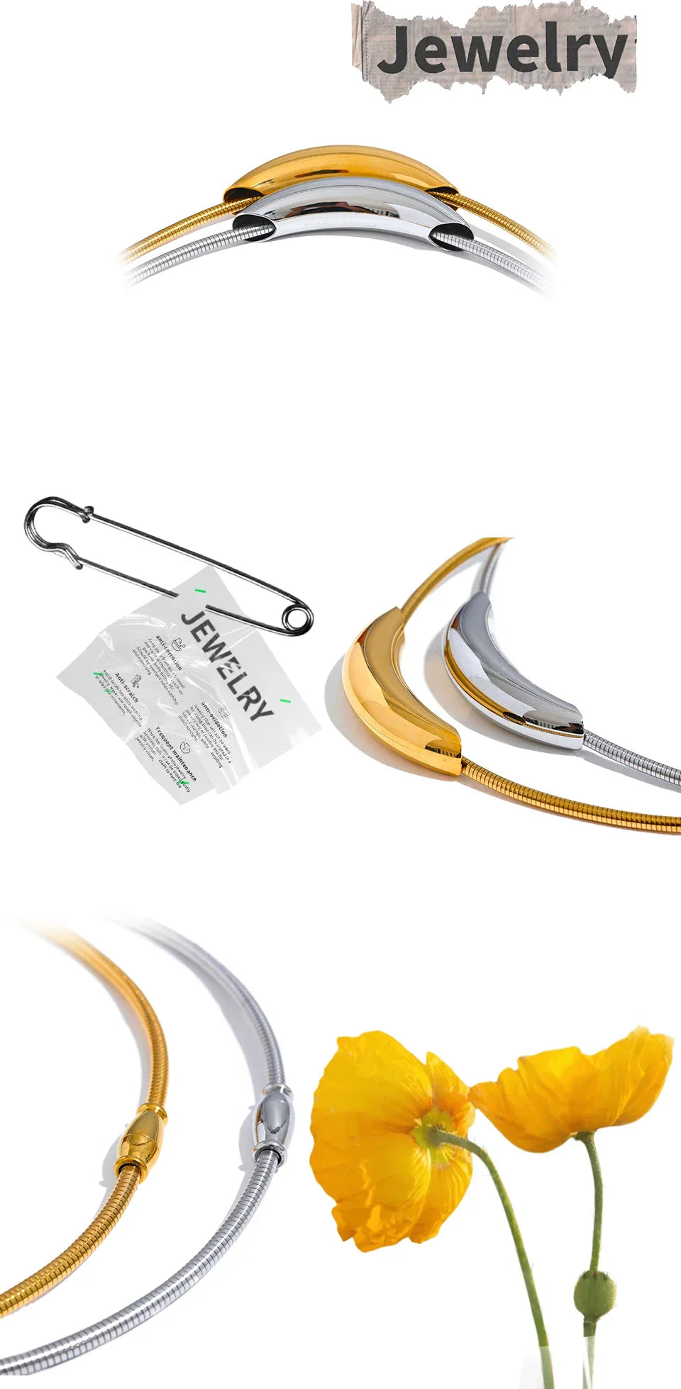 Waterproof Stainless Steel Popular Choker Light Necklace Women Statement Metal 18K Gold Plated Trendy Fashion Jewelry
