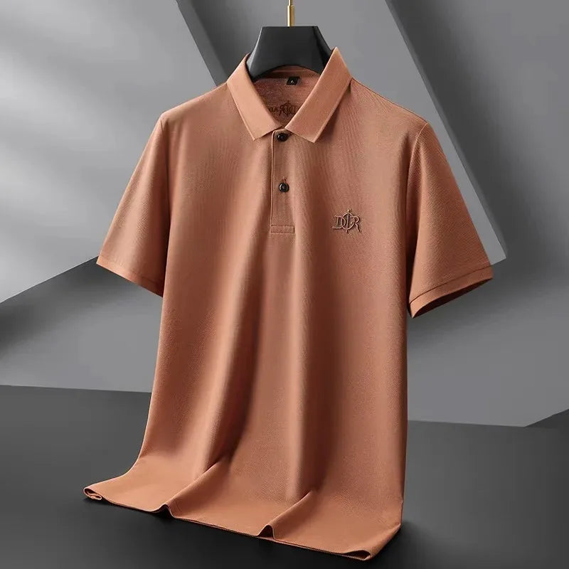 Designer brand 100%cotton short sleeve polo shirt summer trend letter embossed lapel top casual golf T-shirt business men's wear