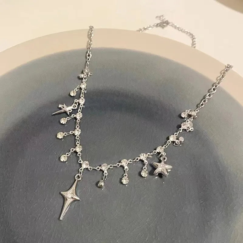 Pendent Necklace for Women Punk Simple Zircon Tassel Clavicle Chain Choker Elegent Party Gift Jewelry Girl