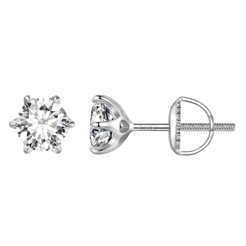 2CTTW Brilliant Cut Moissanite Stud Earrings 925 Sterling Silver Hollow Heart Prong Earrings for Women D VVS1 Lab Diamond