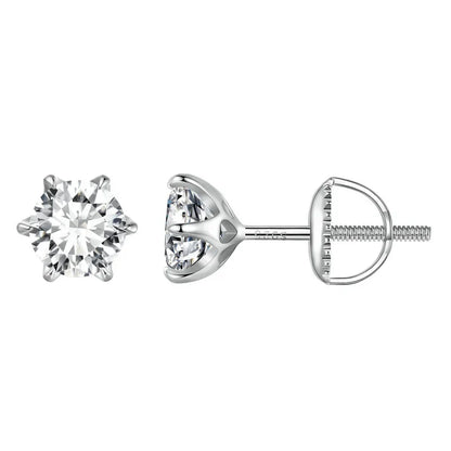 2CTTW Brilliant Cut Moissanite Stud Earrings 925 Sterling Silver Hollow Heart Prong Earrings for Women D VVS1 Lab Diamond