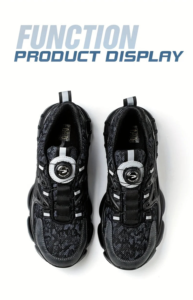 Rotating Button Safety Shoes Men Steel Toe Sneaker Air Cushion Work Shoes Man Puncture Proof Work Safety Boots Protective Shoes