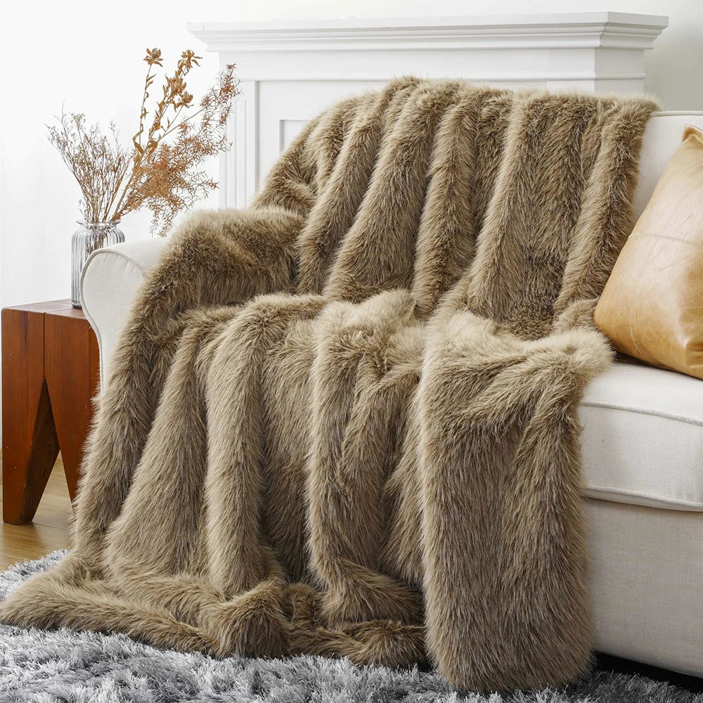 Fluffy Soft Blankets Luxury Fur blanket for Bed Sofa Mink Faux Fur Throw and Blankets Large Warm Blanket for Home Decor
