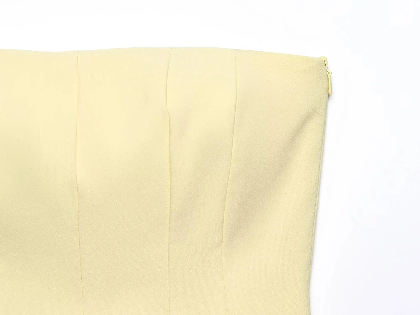 2026 Spring Summer Butter Yellow Sexy Women Tops Fashion Solid Strapless Short Tops Chic Streetwear Ladies Tops