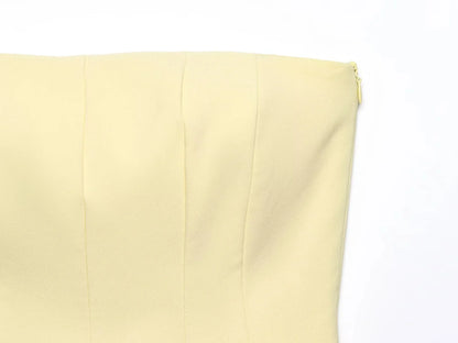 2026 Spring Summer Butter Yellow Sexy Women Tops Fashion Solid Strapless Short Tops Chic Streetwear Ladies Tops