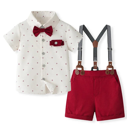 Kids Boys Formal Birthday Outfit Suit Toddler Gentleman Wedding White Shirt 1-7 Years Baby Pants Boys Ceremony Outfits