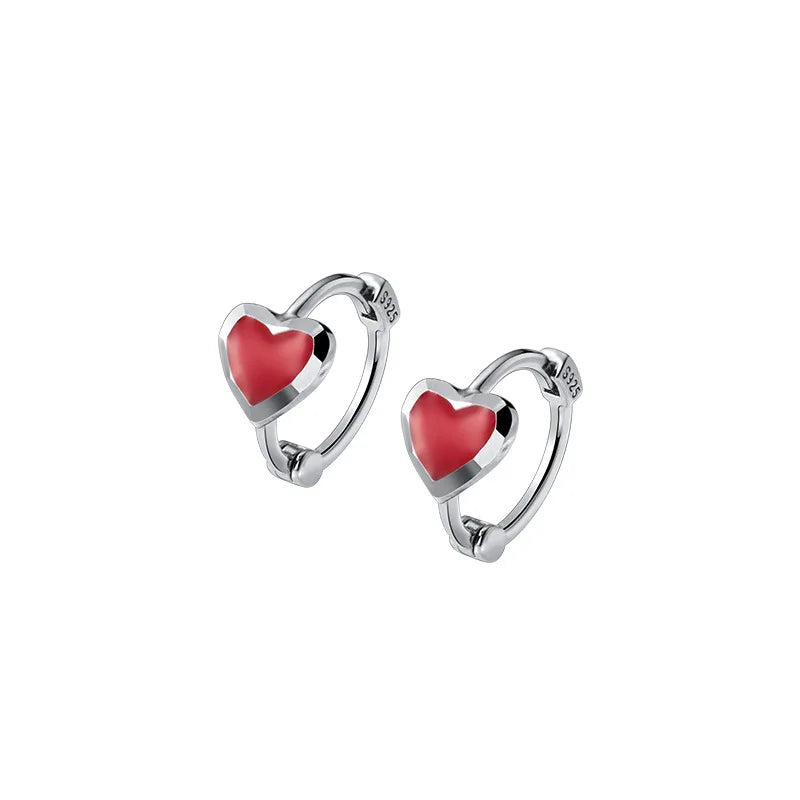 925 Sterling Silver INS Minimalism Sweet Love Heart CZ Zircon Hoop Earrings For Women Girl Small Ear Buckle Jewelry Gift
