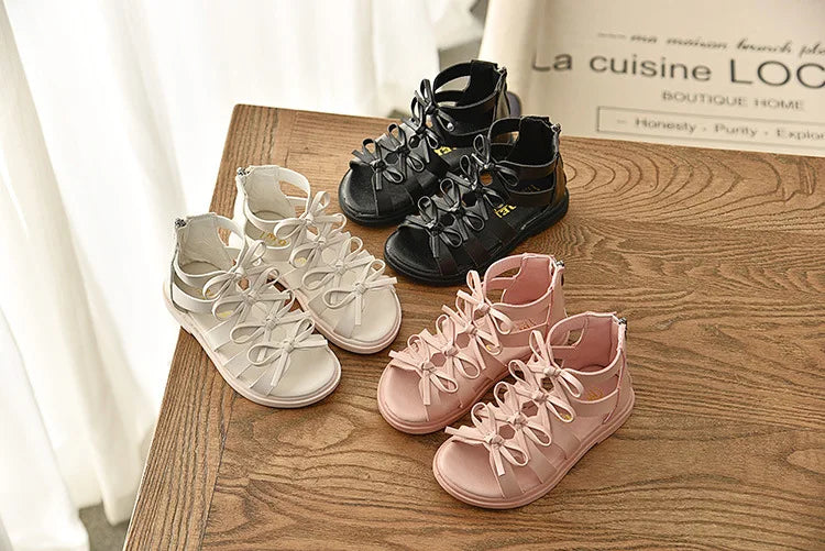 Size 21-36 Kids Sandals For Girl Summer Outdoor Beach Shoes Girls Gladiator Sandals Small Cute Bowknot Baby Toddler Girl Sandals
